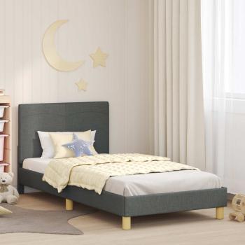 ARDEBO.de - Kinderbettgestell mit Kopfteil Dunkelgrau 90 x 190 cm Stoff