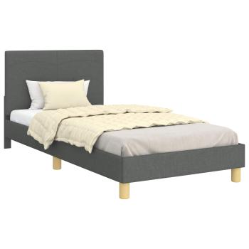 Kinderbettgestell mit Kopfteil Dunkelgrau 90 x 190 cm Stoff