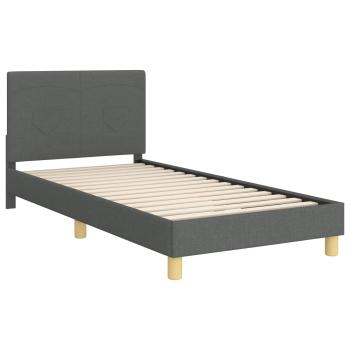 Kinderbettgestell mit Kopfteil Dunkelgrau 90 x 190 cm Stoff