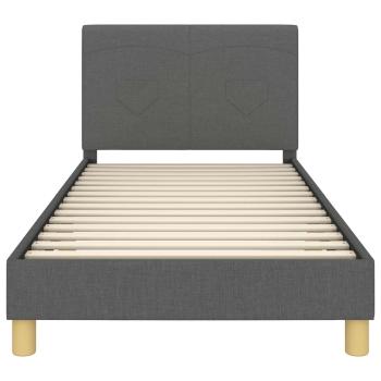 Kinderbettgestell mit Kopfteil Dunkelgrau 90 x 190 cm Stoff