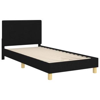 Kinderbettgestell mit Kopfteil Schwarz 90 x 190 cm Stoff