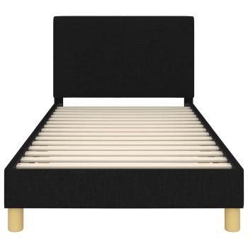 Kinderbettgestell mit Kopfteil Schwarz 90 x 190 cm Stoff