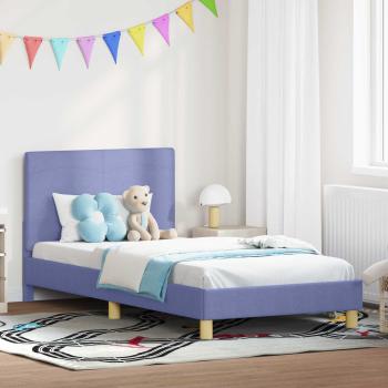 ARDEBO.de - Kinderbettgestell mit Kopfteil Jeans blau 90 x 190 cm Stoff
