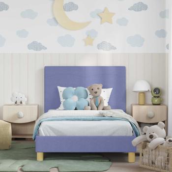 Kinderbettgestell mit Kopfteil Jeans blau 90 x 190 cm Stoff