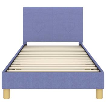 Kinderbettgestell mit Kopfteil Jeans blau 90 x 190 cm Stoff