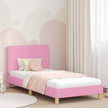 ARDEBO.de - Kinderbettgestell mit Kopfteil Rosa 90 x 200 cm Stoff