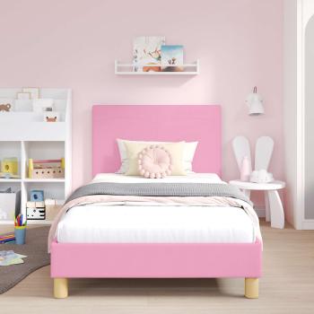 Kinderbettgestell mit Kopfteil Rosa 90 x 200 cm Stoff