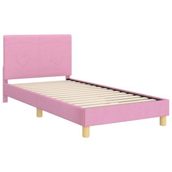 Kinderbettgestell mit Kopfteil Rosa 90 x 200 cm Stoff