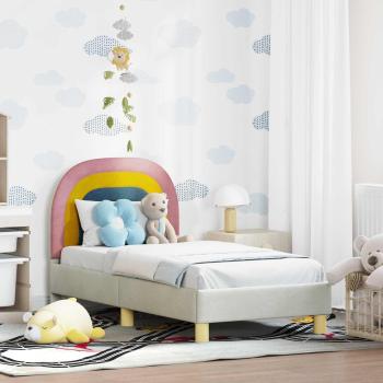 ARDEBO.de - Kinderbettgestell mit Kopfteil Creme 70 x 140 cm Samt