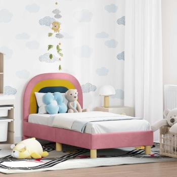ARDEBO.de - Kinderbettgestell mit Kopfteil Rosa 70 x 140 cm Samt