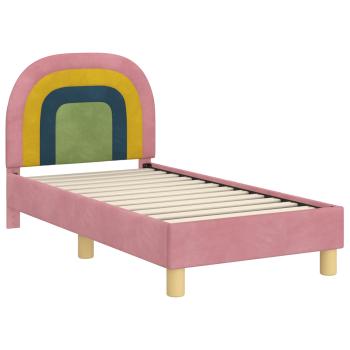 Kinderbettgestell mit Kopfteil Rosa 70 x 140 cm Samt