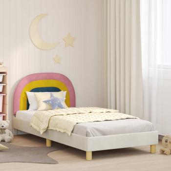 ARDEBO.de - Kinderbettgestell mit Kopfteil Creme 80 x 200 cm Samt
