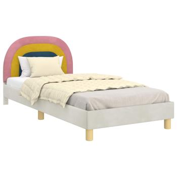 Kinderbettgestell mit Kopfteil Creme 80 x 200 cm Samt