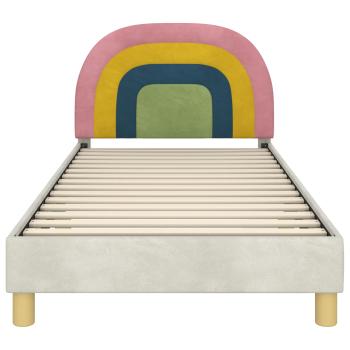 Kinderbettgestell mit Kopfteil Creme 80 x 200 cm Samt