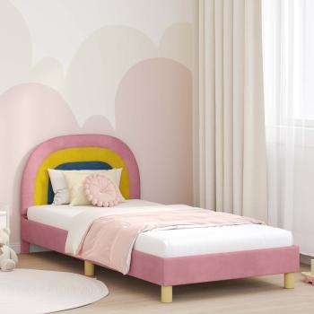 ARDEBO.de - Kinderbettgestell mit Kopfteil Rosa 80 x 200 cm Samt
