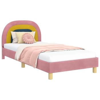 Kinderbettgestell mit Kopfteil Rosa 80 x 200 cm Samt