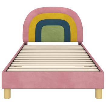 Kinderbettgestell mit Kopfteil Rosa 90 x 190 cm Samt
