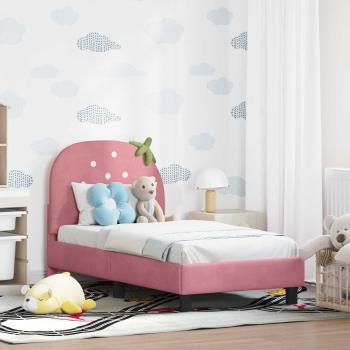 ARDEBO.de - Kinderbettgestell mit Kopfteil Rosa 70 x 140 cm Samt