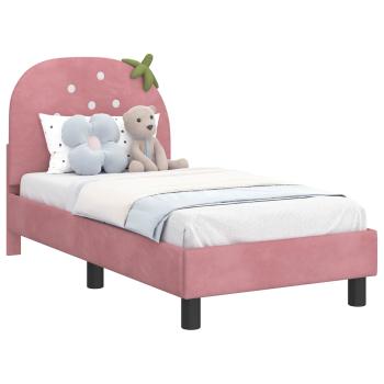 Kinderbettgestell mit Kopfteil Rosa 70 x 140 cm Samt