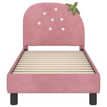 Kinderbettgestell mit Kopfteil Rosa 70 x 140 cm Samt