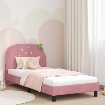 ARDEBO.de - Kinderbettgestell mit Kopfteil Rosa 90 x 200 cm Samt