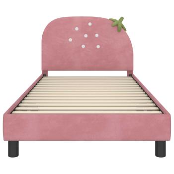 Kinderbettgestell mit Kopfteil Rosa 90 x 200 cm Samt