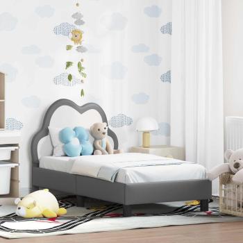 ARDEBO.de - Kinderbettgestell mit Kopfteil Hellgrau 70 x 140 cm PU