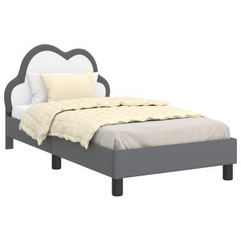 Kinderbettgestell mit Kopfteil Hellgrau 80 x 160 cm PU