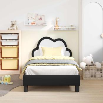 Kinderbettgestell mit Kopfteil Schwarz 80 x 160 cm PU