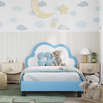 Kinderbettgestell mit Kopfteil Blau 80 x 200 cm PU