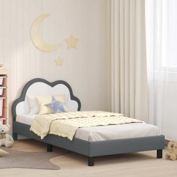 ARDEBO.de - Kinderbettgestell mit Kopfteil Hellgrau 90 x 200 cm PU