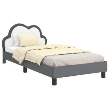 Kinderbettgestell mit Kopfteil Hellgrau 90 x 200 cm PU