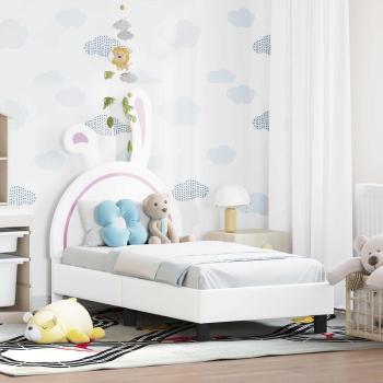 ARDEBO.de - Kinderbettgestell mit Kopfteil Weiß 70 x 140 cm PU