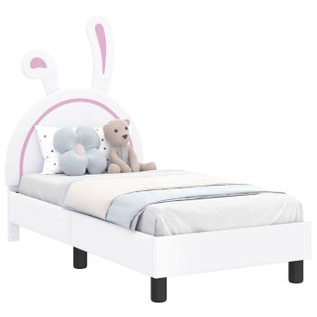 Kinderbettgestell mit Kopfteil Weiß 70 x 140 cm PU