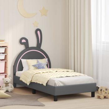 ARDEBO.de - Kinderbettgestell mit Kopfteil Hellgrau 80 x 160 cm PU