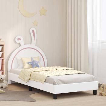ARDEBO.de - Kinderbettgestell mit Kopfteil Weiß 90 x 190 cm PU