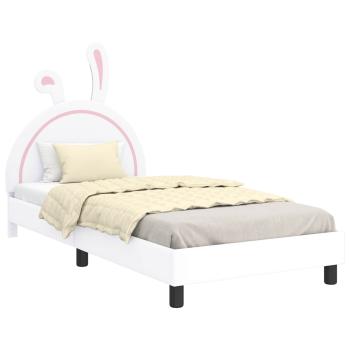 Kinderbettgestell mit Kopfteil Weiß 90 x 190 cm PU