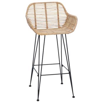 Barstuhl 2 Stk. Natur 55 x 52 x 92 cm Rattan und Eisen
