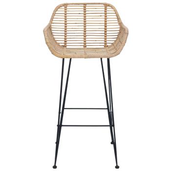 Barstuhl 2 Stk. Natur 55 x 52 x 92 cm Rattan und Eisen