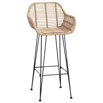 Barstuhl 2 Stk. Natur 55 x 52 x 105 cm Rattan und Eisen