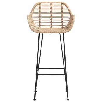 Barstuhl 2 Stk. Natur 55 x 52 x 105 cm Rattan und Eisen