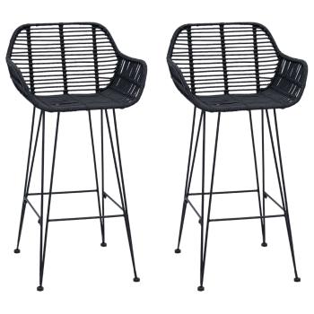 Barstuhl 2 stk. Schwarz 55 x 52 x 92 cm Rattan und Eisen