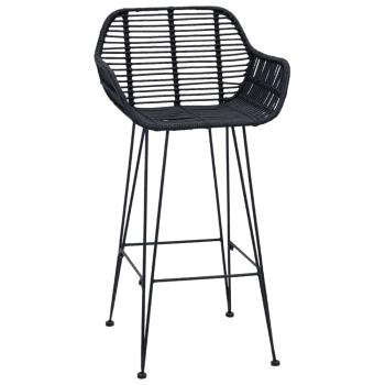 Barstuhl 2 stk. Schwarz 55 x 52 x 92 cm Rattan und Eisen