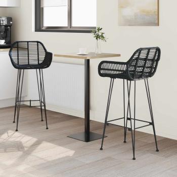 Barstuhl 2 Stk. Schwarz 55 x 52 x 105 cm Rattan und Eisen