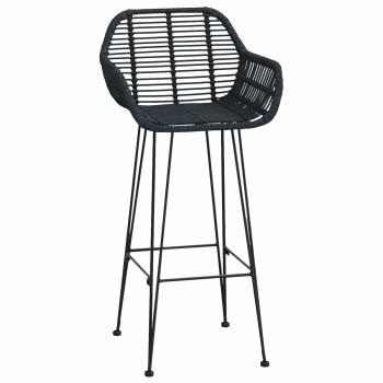 Barstuhl 2 Stk. Schwarz 55 x 52 x 105 cm Rattan und Eisen