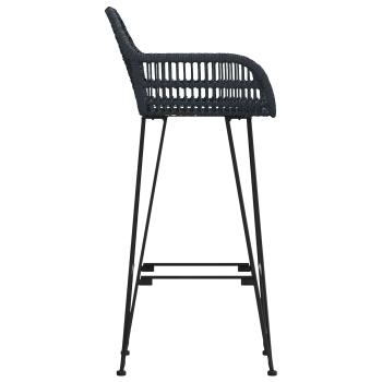 Barstuhl 2 Stk. Schwarz 55 x 52 x 105 cm Rattan und Eisen