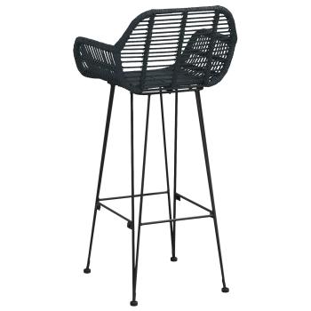 Barstuhl 2 Stk. Schwarz 55 x 52 x 105 cm Rattan und Eisen