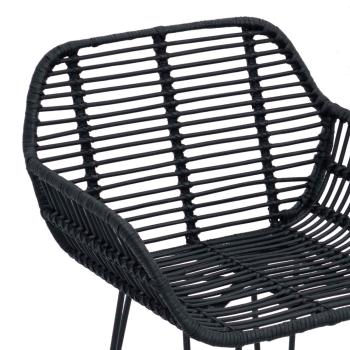 Barstuhl 2 Stk. Schwarz 55 x 52 x 105 cm Rattan und Eisen