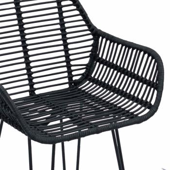 Barstuhl 2 Stk. Schwarz 55 x 52 x 105 cm Rattan und Eisen