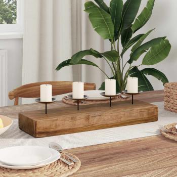 ARDEBO.de - Kerzenhalter Natur 50 x 15 x 10 cm Massivholz Teak